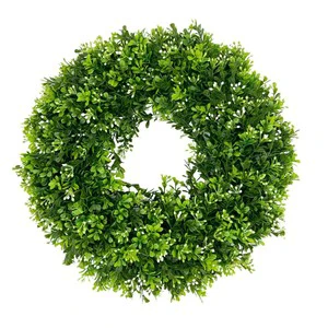 Durable Artificial Christmas Boxwood Wreath Green Leaves For Front Door Wall Decor Home Decoration Greenery Wreaths