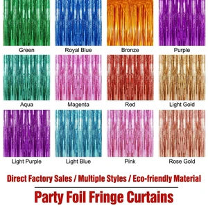 1M*2M Rain Foil Fringe Curtain Tinsel Door Curtain Metallic Streamer Backdrop For Party Wedding Birthday Event Background Decor