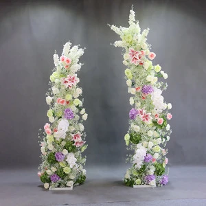 Wholesale Event Wedding Entrance Artificial Horn Arch Colorful Silk Photography Props Home Use Decoration Wedding Arch Flowers