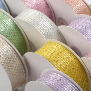 Stock 10 MOQ 100% Polyester Double Face Jacquard Glitter Ribbons Roll Creative Style Customizable Christmas Decoration 2025 New