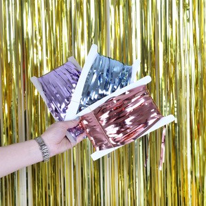 Backdrop Metallic Tinsel Foil Fringe Curtains Photo Booth Props for Birthday Wedding Engagement Baby Shower Holiday Celebration