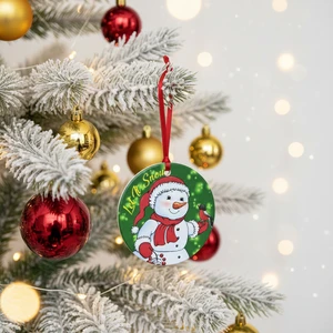Custom Round Ceramic Christmas Decorations Flat Christmas Ornaments