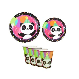 Panda Party Decorations Set Kids Birthday Tableware Including Plates Napkins Cups-Wedding Decorations