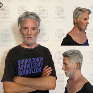 High Realistic Silicone Male Masks Full Face With Hair Realistic Silicone Face Mask Old Man Halloween Masque Role-Playing Party