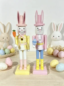 Wholesale 30cm Yellow Wooden Easter Bunny Nutcracker Holiday Supplies