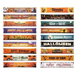 Halloween Banner Decoration Outdoor Scary Bunting Flags for Mall Amusement Park Garden Party Background