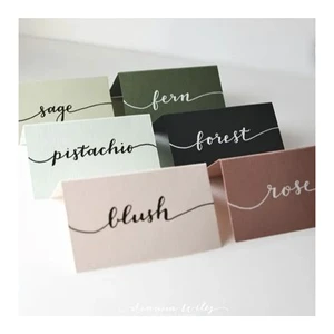 Low Price Custom Printed Luxury Elegant Place Cards Wedding Banquet Table Numbers Place Card With Gold Foil Border