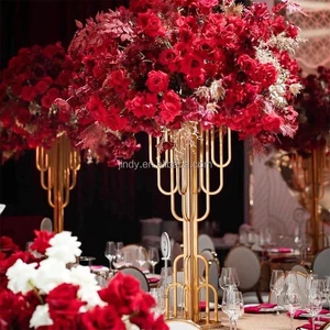 Wedding Supplies Event Table Decoration Flower Vase Table Centerpiece Gold Iron Flower Stand for Wedding Table Centerpiece