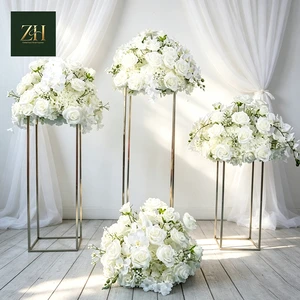 High Quality Faux White Flower Ball Wedding Stage Road Table Centerpiece Decoration