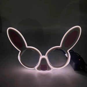2025 Bunny LED Glasses Novelty Party Strobing Concert Cheer Durable Electronic Luminous Prop Manufacturer's Direct Sales