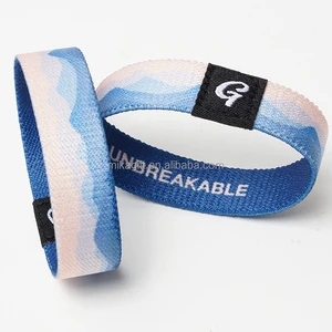 Wholesale Beautiful Artwork Designs Custom Woven Logo Fancy Elastic Wristband Festival Event Bracelets