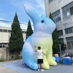 Blue Lighted up Inflatable Easter Rabbit Cartoon Outdoor Holiday Party Decorations