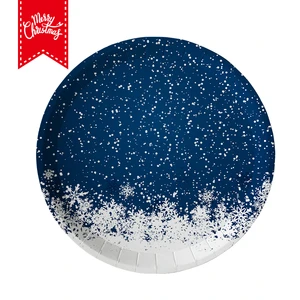 Elegant Christmas Snowflake Disposable Paper Plates Festive Dinner Table Decorations for Dinners and Parties