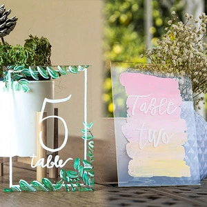 Transparent PS Acrylic Sheet Painting Board Photo Frame Cover Plate Custom Pattern Wedding Table Number Display Message Board