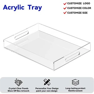 Clear Acrylic Serving Tray Acrylic Decorative Tray Organiser Spill Proof Decorative Tray Acrylic Serving Tray With Handles