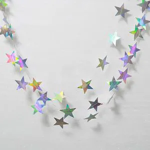 4M Colorful Illusion Silver Circular Paper Banner Party Accessories Birthday & Wedding Decoration
