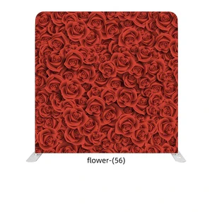 8ft Tension Fabric Display Stand with Straight Background Wall and Portable Aluminum Frame for Flower Wedding Background.