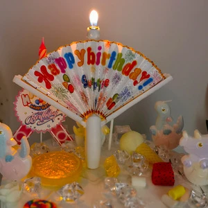 Q11弹出式惊喜小丑生日蜡烛搞笑小把戏创意生日快乐蜡烛新奇风扇生日蜡烛