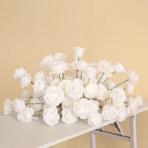 Luckygoods LFB26003 Factory Direct White Roses Artificial Flower Arrangement Wedding Centerpieces Table Decorations