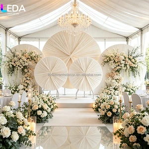 LEDA Custom Ivory White Round Wedding Stage Backdrop Stand for Party Background Movable Frame