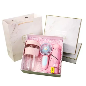 Festive Women's Stainless Steel Cup Mini Fans Wedding Souvenirs Thank You Gift Sets for Guests Birthday Party Favors Promotions