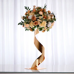Spiral Metal Flower Stand Gold/Black/White Wedding Table Centerpiece Floral Display Pedestal for Party Decor
