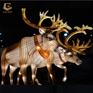 FL-07 ZiGong Colorful Cloth Animal Lanterns Christmas Theme Reindeer