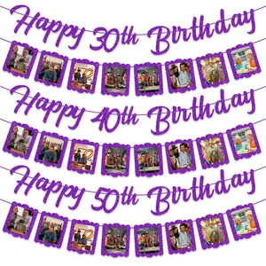 30th Birthday Party Paper Banner 30th 40th 50th 60th 70th 80th Birthday Background Photo Pull Flag Decoration