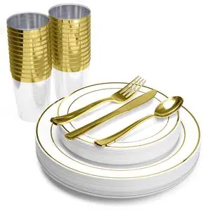 Party Plastic Dinnerware Sets Wedding Table Decorations Napkin Plate Cutlery Cup Catering Tableware for All Occasions
