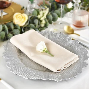 Wholesale Party Tableware Supplies Round Dinner Plastic Silver Gold Clear Reef Wedding Table Decorative Charger Plate