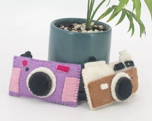 Stitched Wool Felt Cute Vintage Camera Keyring Child Pretend Play Toy Newborn Photo Prop