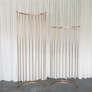 XWLC Royal Diamond Wedding Arch Stage Decoration Metal Frame Set Party Background Gold Flower Display Curved Backdrop Stand