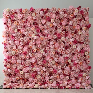 Customized Artificial Flower Wall for Wedding Party Decor Floral Cloth Bottom Wedding Backdrop for Valentine's Day