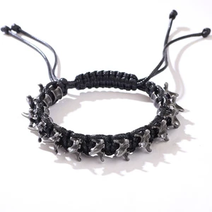 New Style Trendy Punk Dark Diablo Party Silver Plated Alloy Dragonbone Woven Adjustable Bracelet for Unisex Gift