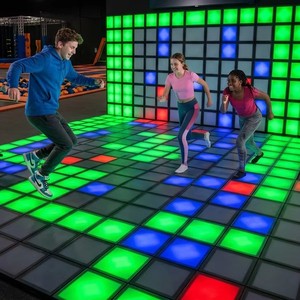 Commercial Interactive LED Floor Game Jumping Grid Tiles For Amusement Park Equipment