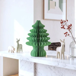 Paper Tree Honeycomb Paper Christmas Festival Tree Hanging Ornaments with Magnets Xmas Home Decorations