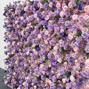 Sunwedding Purple Rose Flower Wall for Party Event Background Home Artificial Flower Background Wedding Flower