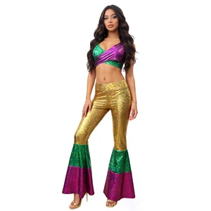 Carnival Costume Set Retro Discoteca Outfit Sparkling Halloween Performance Suit