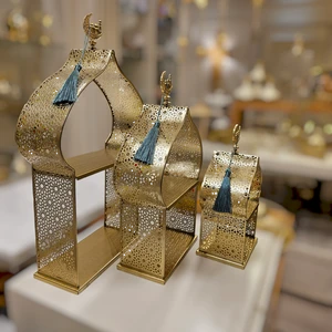 New Arrival Small Size Portable Handmade Durable Table Top Decor Metal Made Mosque Design for Eid Ramadan Supplies Wholesale
