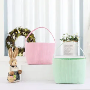 Factory Hot Sale New Halloween Gift Basket Cute Easter Candy Storage Bucket Fabric Handheld Lace Easter Bucket