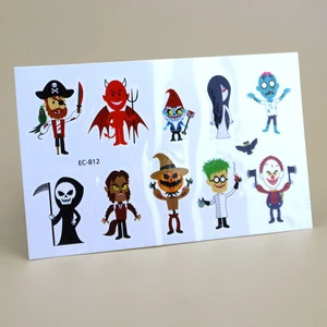 Custom Halloween Non-toxic Luminous Sticker Glow in the Dark Face Halloween Prank Makeup Temporary Tattoo for Kids