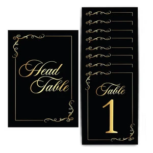 4x6 Restaurant Table Number Cards Gold Foil Wedding Table Seating Cards Black Table Numbers 1-30 with Head Card