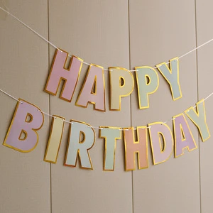 Wholesale Gold Stamping Happy Birthday Paper Letter Banner for Birthday Party Decorations