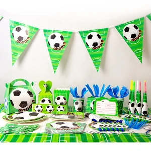 Football Theme Party Package Green Football Birthday Party Decoration Supplies Disposable Tableware Football Set