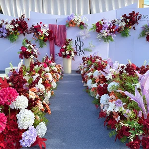 Wholesale Colorful Wedding Table Decoration Artificial Flower Ball Runner Bouquet ,Silk Floral Background Flowers for Events
