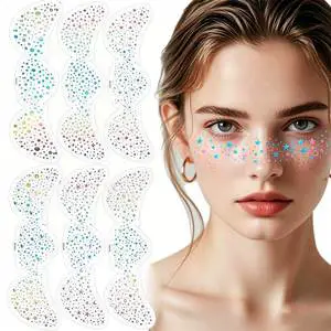 Wholesale New Sparkling Holographic Glitter Freckle Stickers Waterproof Face Tattoos Stickers for Rave Party Festival Makeup