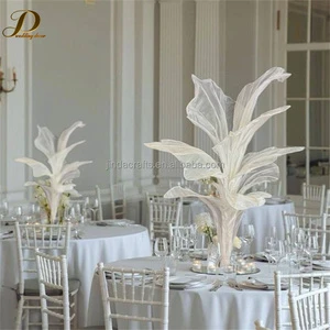 JINDA Wedding Event Party Decoration Handmade Giant White Silk Organza Art Installation Table Centerpiece Flower Stand