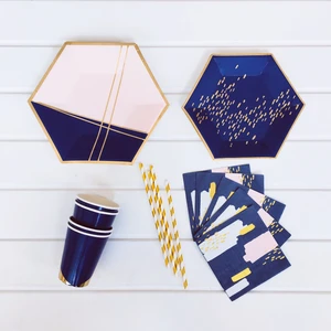 Yiwu Factory Paper Wedding Party Decoration Supplies Kids Birthday Party Plates Cups Napkins Set