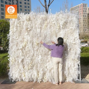 Sunwedding Wholesale Silk Pampas Flower Wall Rolling up for Wedding Party Decoration