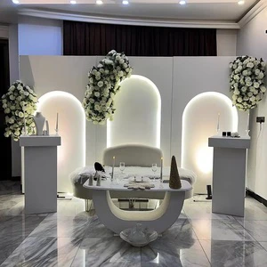 SMS Wedding Stage Background Led Light Arch Stand White PVC+Acrylic Backdrop for Wedding Event Decoration